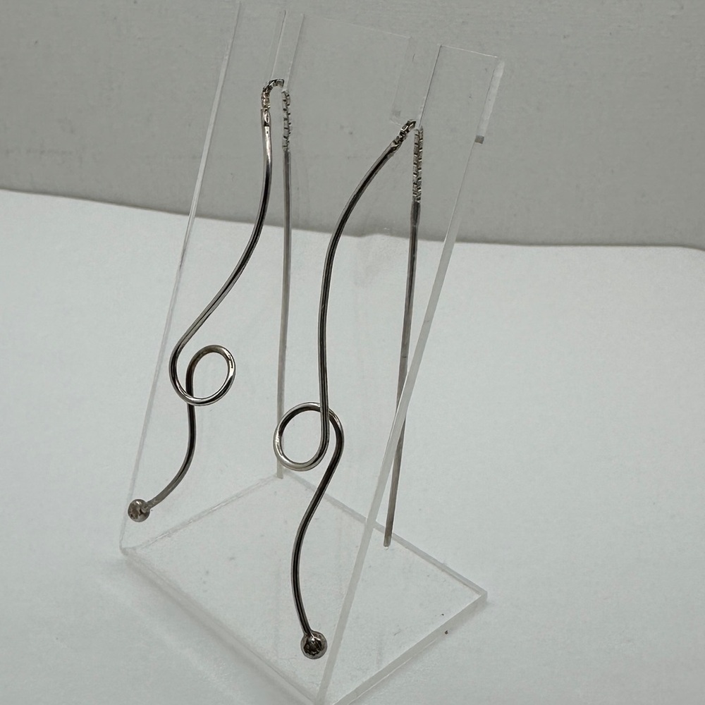 Sterling Silver Squiggly Threader Dangle Earrings - image 2